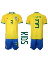 Brasilia Thiago Silva #3 Kotipaita Lasten MM-kisat 2022 Lyhythihainen (+ shortsit)